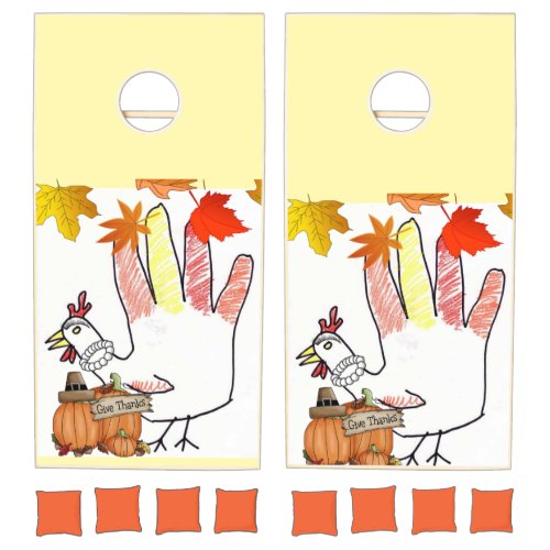 Happy Thanksgiving Cornhole Set Turkey Family Love