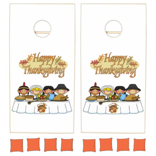Happy Thanksgiving Cornhole Set Turkey Family Love