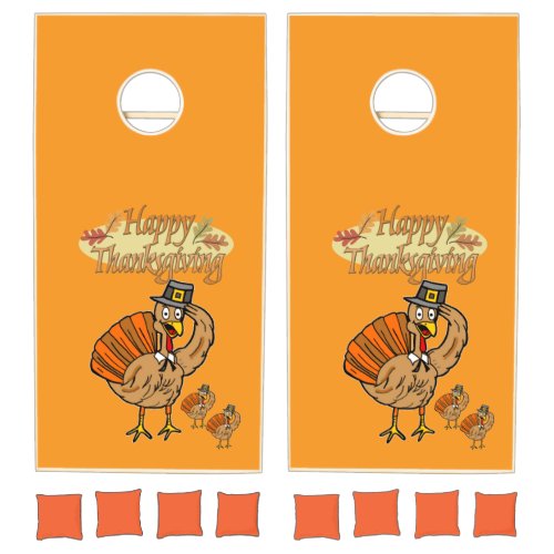 Happy Thanksgiving Cornhole Set Turkey Family Love