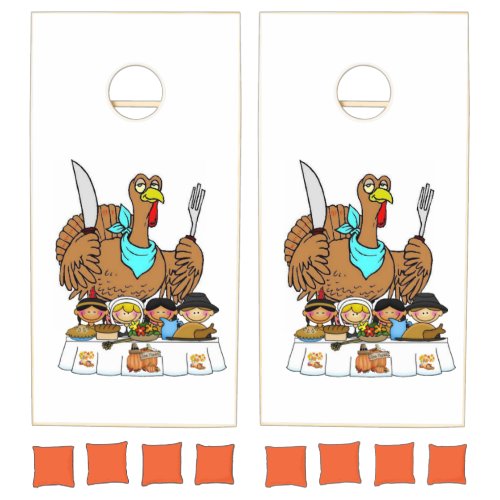 Happy Thanksgiving Cornhole Set Turkey Family Love