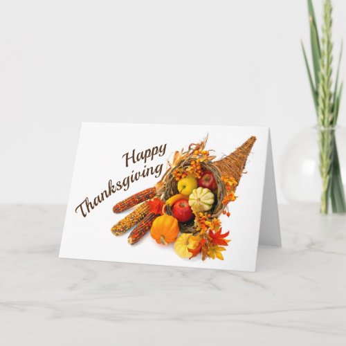 Happy Thanksgiving Cornucopia Greeting Card