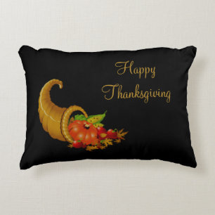 Happy Thanksgiving Cornucopia / Horn of Plenty Decorative Pillow