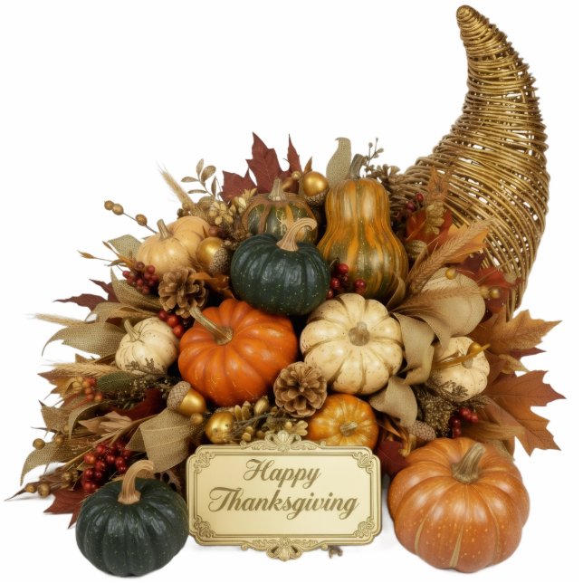 Happy Thanksgiving Cornucopia Table Decoration Cutout (Front)