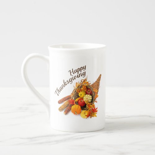 Happy Thanksgiving Cornucopia Tea Cup