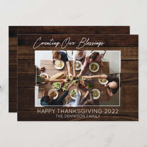 Happy Thanksgiving _Counting Our Blessings 1 Photo Holiday Card