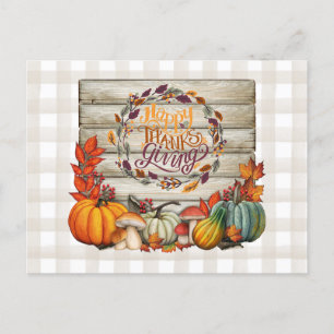 Happy Thanksgiving Country Harvest Rustic Holiday Postcard