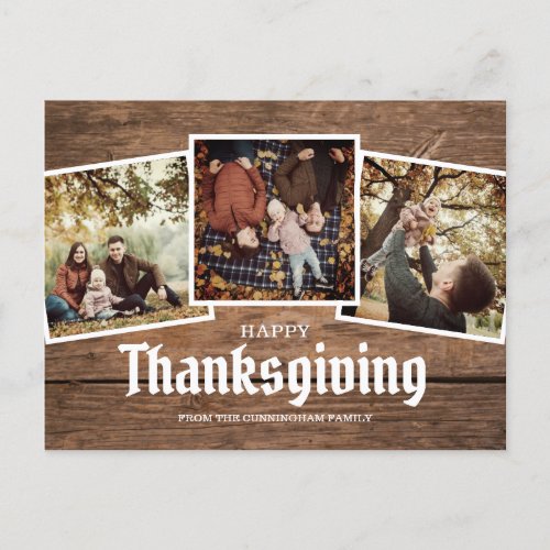 Happy Thanksgiving Country Rustic Family Photo Holiday Postcard