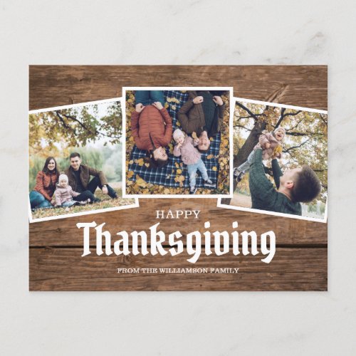 Happy Thanksgiving Country Rustic Family Photo Holiday Postcard