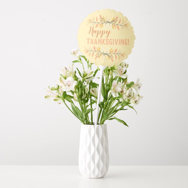 Happy Thanksgiving Crossed Autumn Leaves Balloon (Vase)