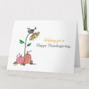 Happy Thanksgiving Crow and Pumpkins Card