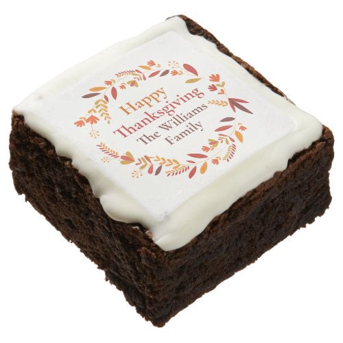 Happy Thanksgiving Custom Autumn Leaf Party Brownie