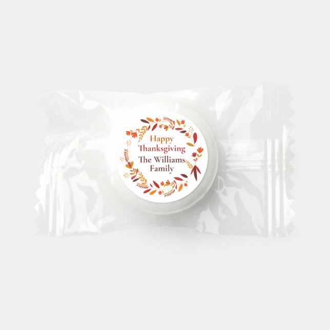 Happy Thanksgiving Custom Autumn Leaf Party Life Saver® Mints (Front)