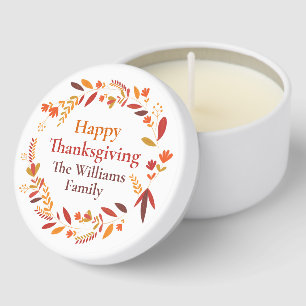 Happy Thanksgiving Custom Autumn Leaf Party Mini Candle Favors