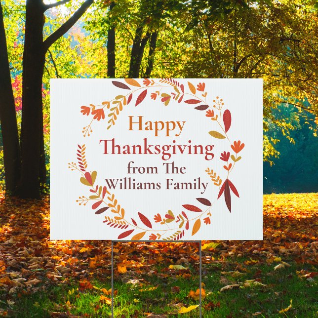 Happy Thanksgiving Custom Autumn Leaf Yard Sign (Creator Uploaded)
