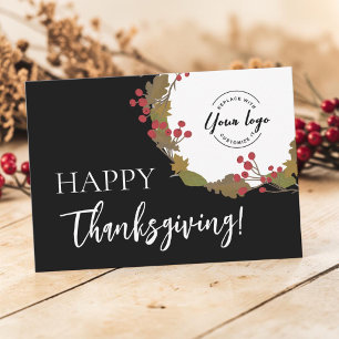 Happy Thanksgiving Custom business logo Holiday Card