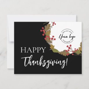 Happy Thanksgiving Custom business logo small Holiday Card