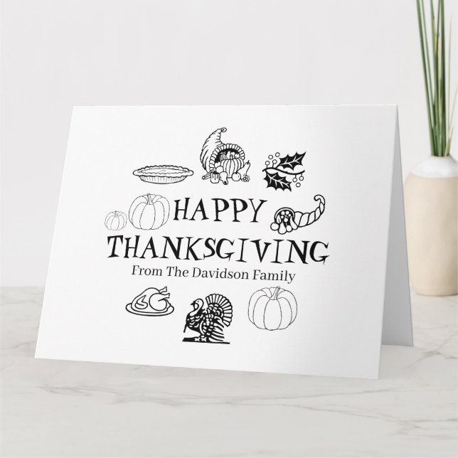 Happy Thanksgiving custom family name Card (Front)