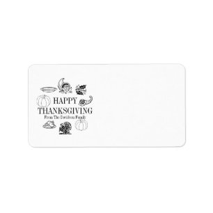 Happy Thanksgiving custom family name cute favor Label