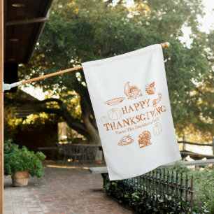 Happy Thanksgiving custom family name cute House Flag