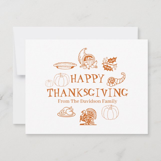 Happy Thanksgiving custom family name Holiday card (Front)