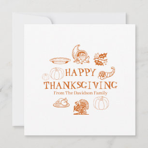 Happy Thanksgiving custom family name Holiday Card