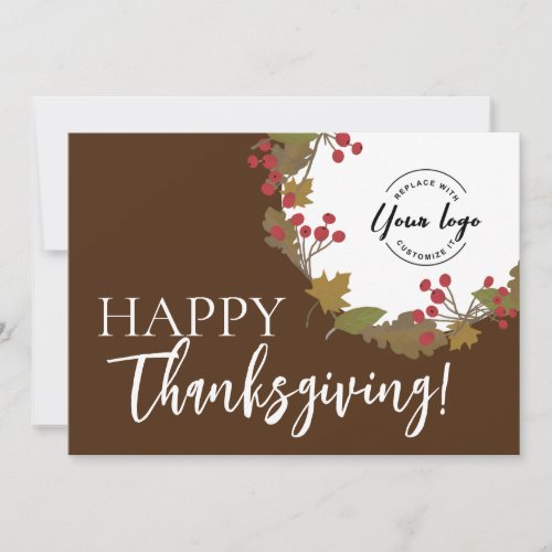 Happy Thanksgiving Custom logo Fall Foliage Holiday Card
