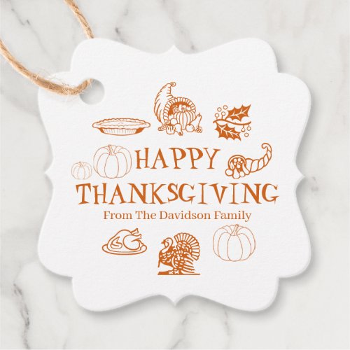 Happy Thanksgiving custom name cute gift Favor Tags