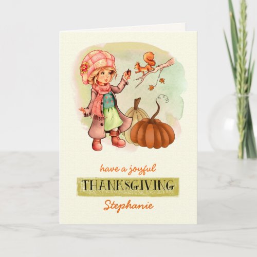 Happy Thanksgiving Custom Name  Holiday Card