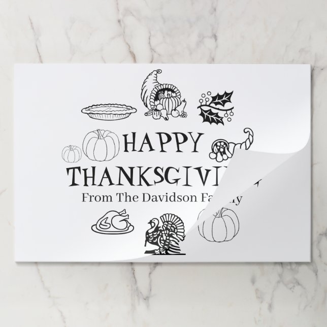 Happy Thanksgiving custom name paper placemats (Folded)