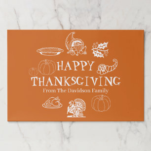 Happy Thanksgiving custom name paper placemats