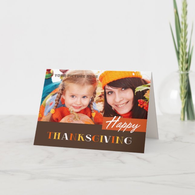 Happy Thanksgiving. Custom Photo Card (Front)