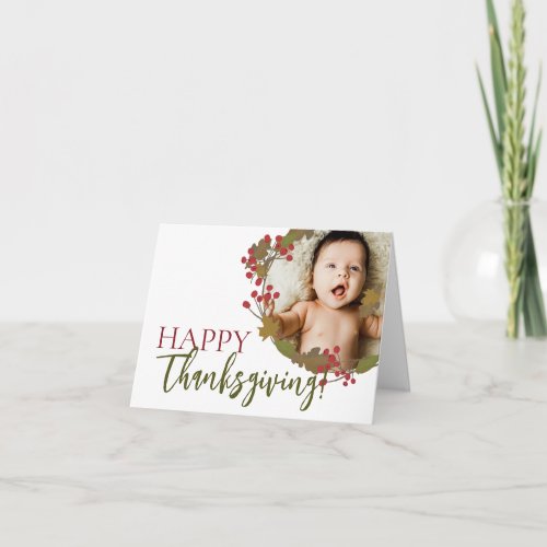 Happy Thanksgiving custom photo fall leaves Card