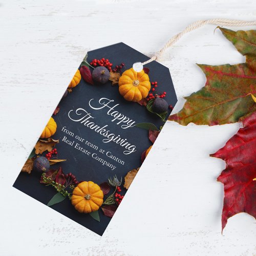Happy Thanksgiving Custom Pumpkin Wreath Modern Gift Tags