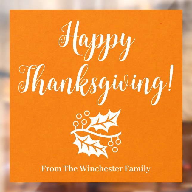 Happy Thanksgiving custom script and photo image Window Cling (Sheet 2)