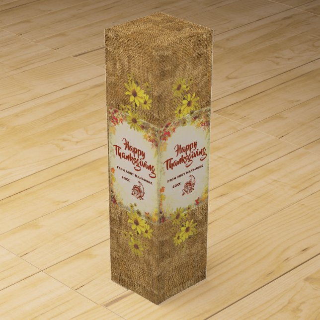 Happy Thanksgiving (customizable) Wine Gift Box (Front)