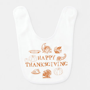 Happy Thanksgiving, customize family name cute Baby Bib