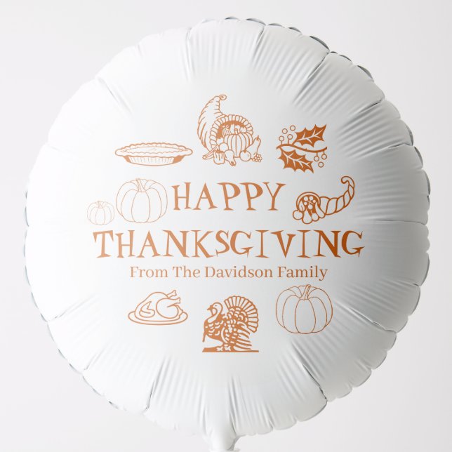 Happy Thanksgiving, customize family name cute Balloon (Front)