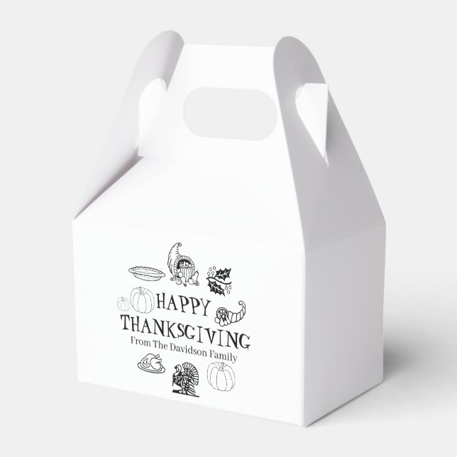 Happy Thanksgiving, customize family name cute Favor Boxes (Front Side)