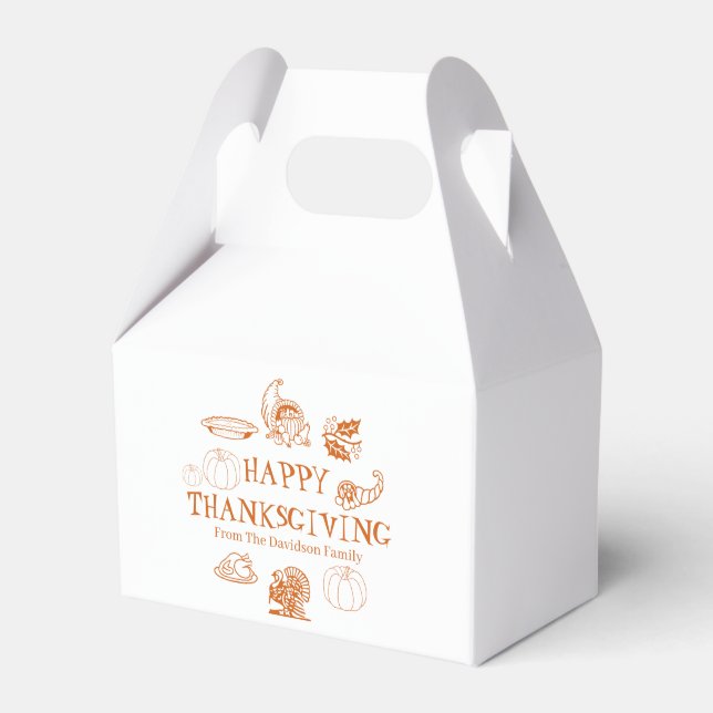 Happy Thanksgiving, customize family name cute Favor Boxes (Front Side)