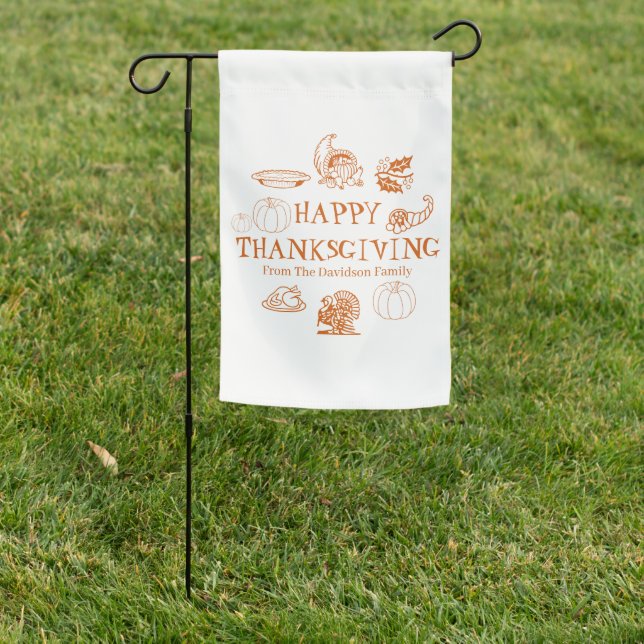 Happy Thanksgiving, customize family name cute Garden Flag (In SItu)