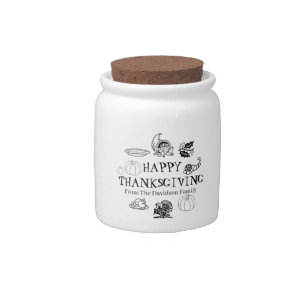 Happy Thanksgiving, customize family name favors Candy Jar