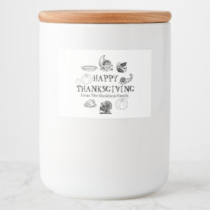 Happy Thanksgiving, customize family name favors Food Label