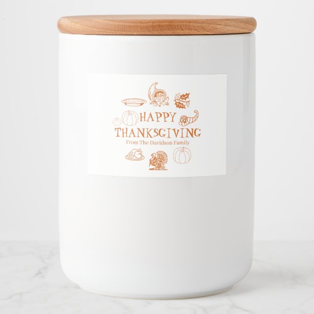 Happy Thanksgiving, customize family name favors Food Label (Front)