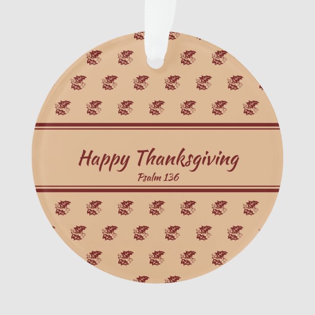 HAPPY THANKSGIVING Customized Leaves BEIGE Ornament (Front)