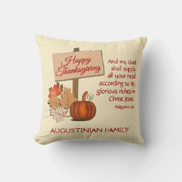 HAPPY THANKSGIVING Customized Scripture Phil 4:19 Throw Pillow