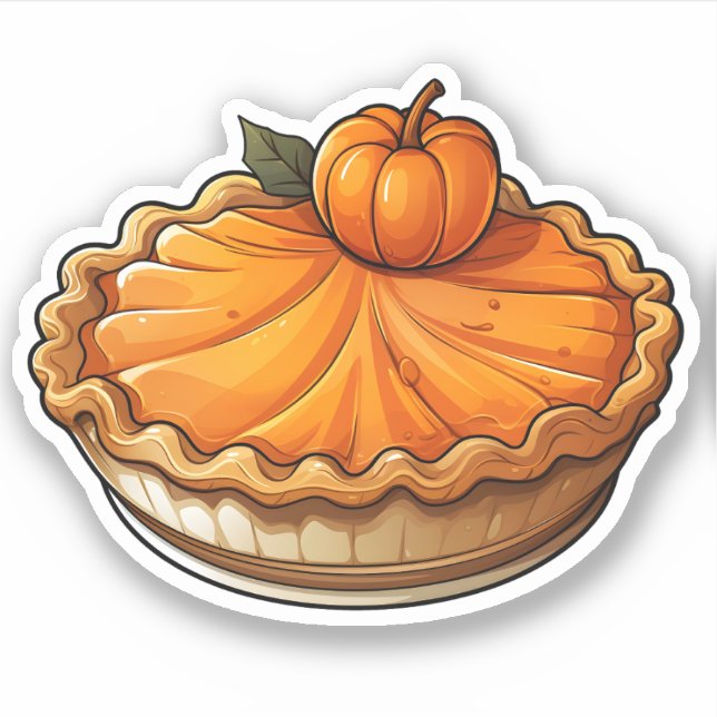 Happy Thanksgiving Cute Cartoon Orange Pumpkin Pie Sticker (Front)