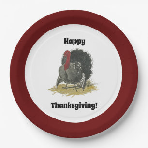 Happy Thanksgiving Cute Cartoon Turkey Paper Plates