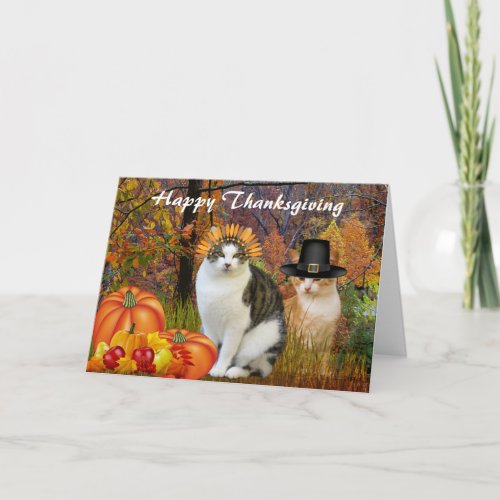 Happy Thanksgiving Cute Cat Collage Note Card