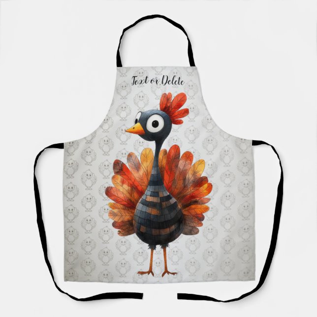 Happy Thanksgiving Cute Colorful Baby Turkey Apron (Front)
