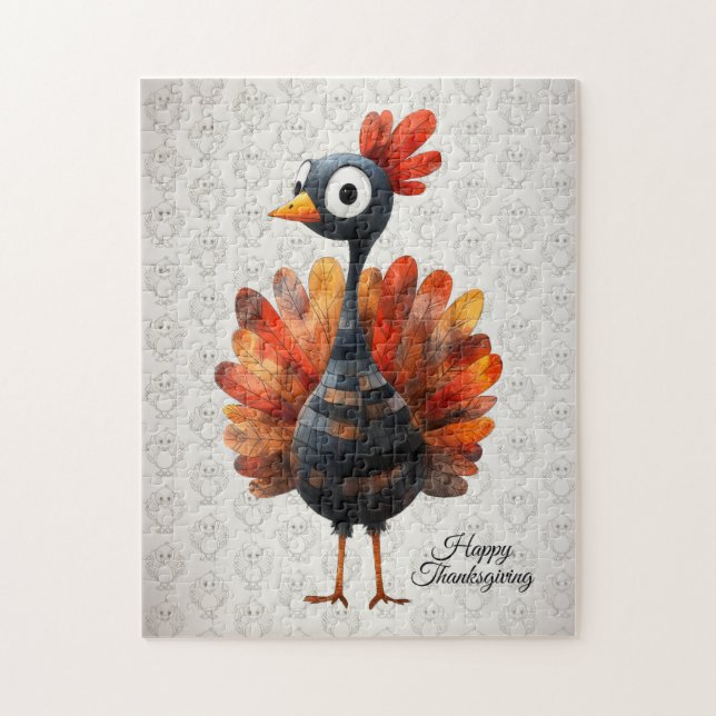 Happy Thanksgiving Cute Colorful Baby Turkey Jigsaw Puzzle (Vertical)